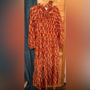 J. Marie Cowboy Boot Print Maxi Dress in Rust